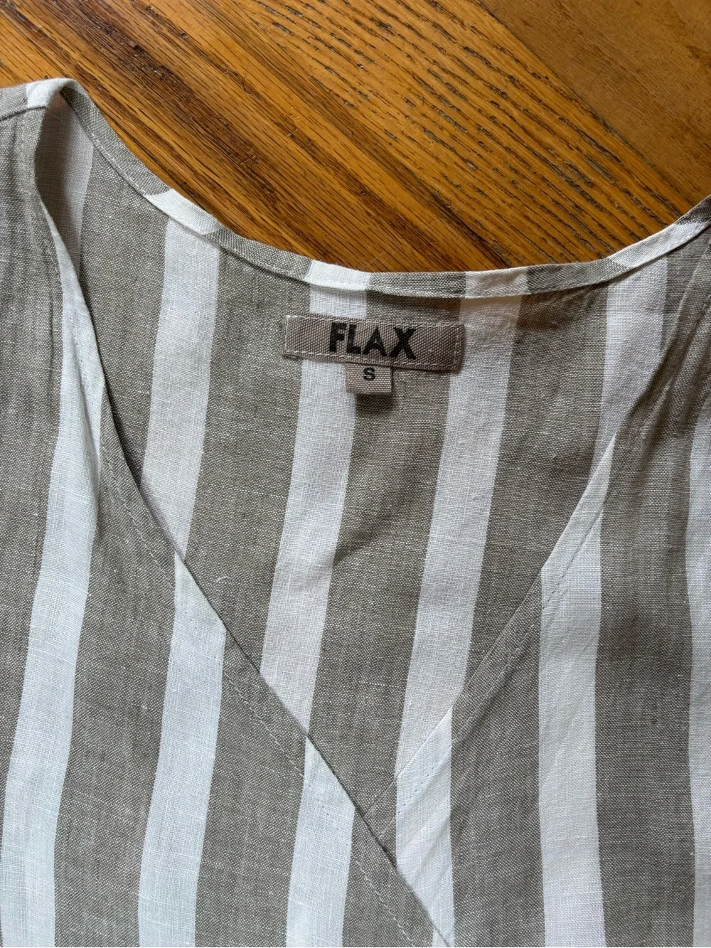 Flax Striped Wrap Tank Dress - Gray & White size small EUC - Picture 4 of 8